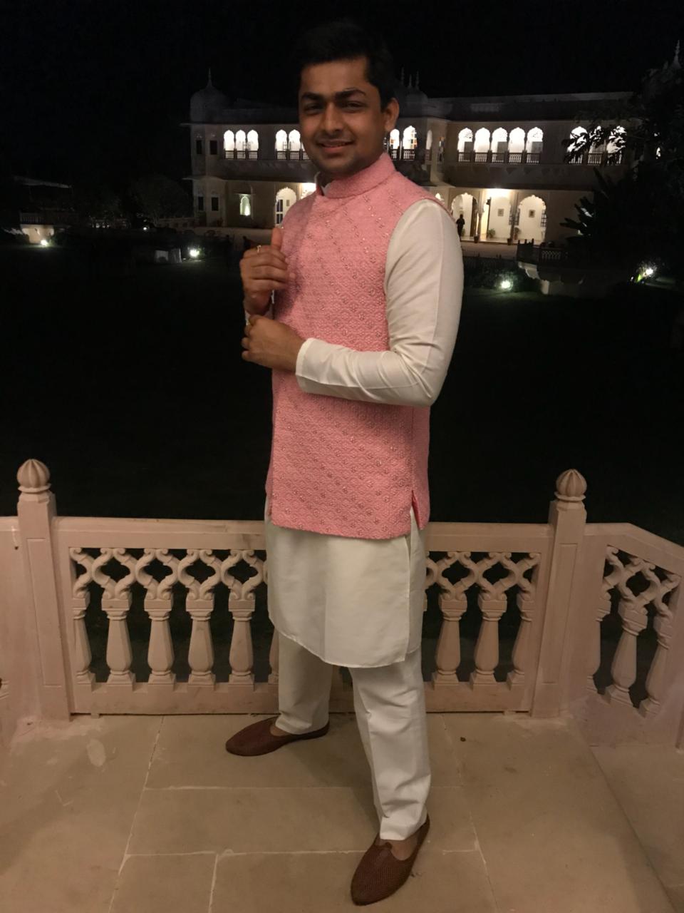 Pink Bandi With Kurta & Pant