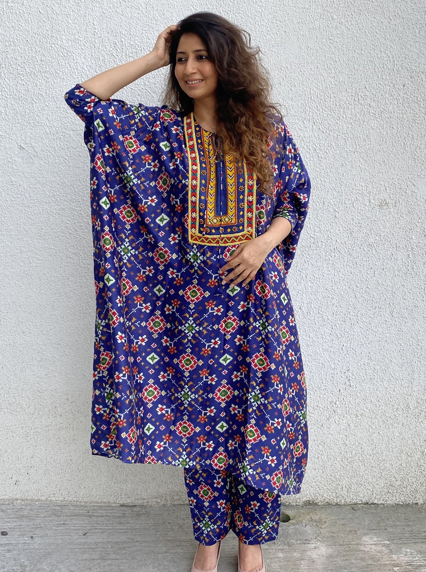 Purple Patola Print Kaftan Set