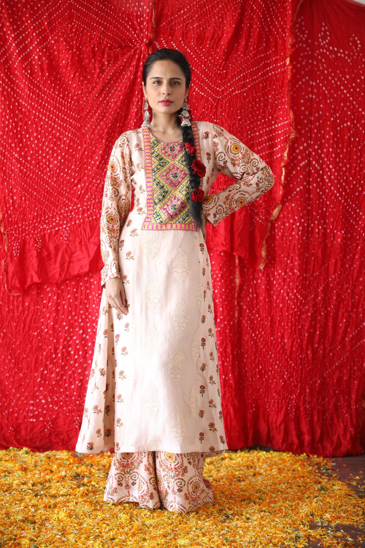 Beige Aline Kurta And Palazzo