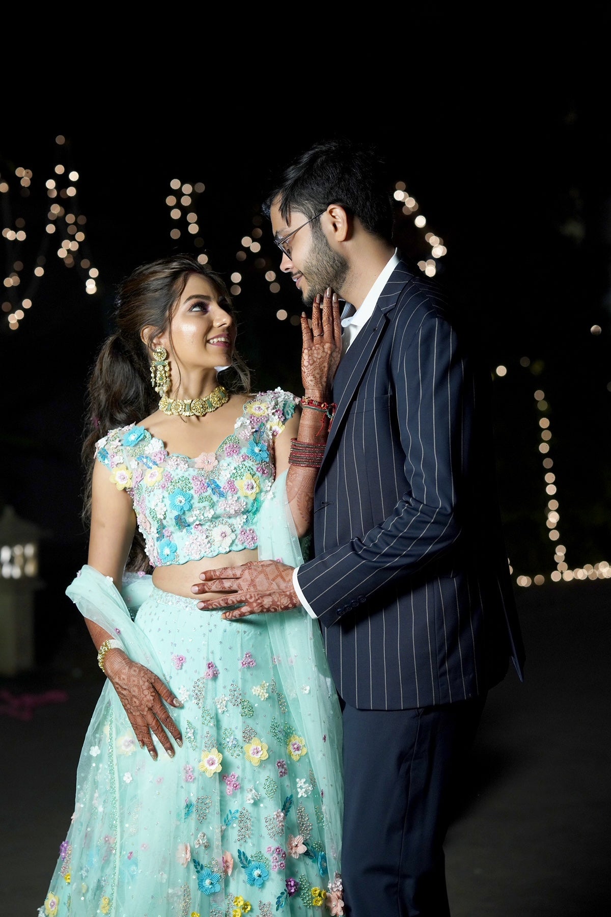 Floral Sea Green Lehenga