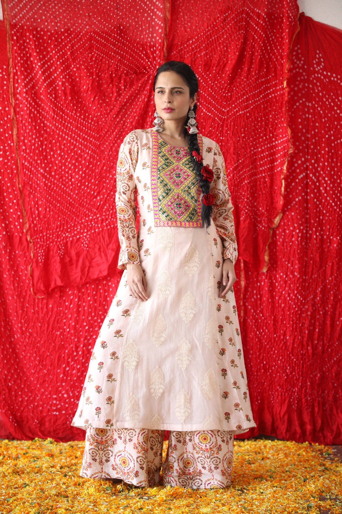 Beige Aline Kurta And Palazzo