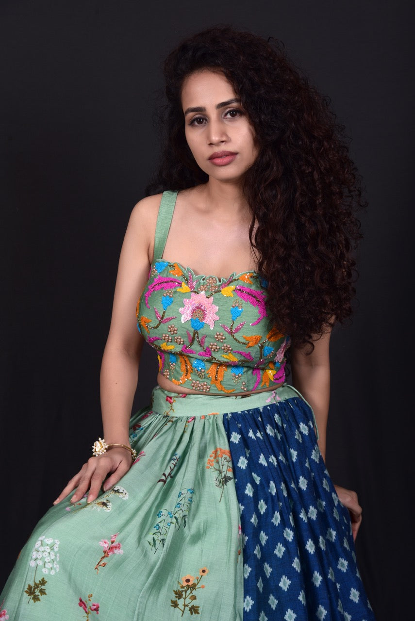 Green Blouse & Skirt