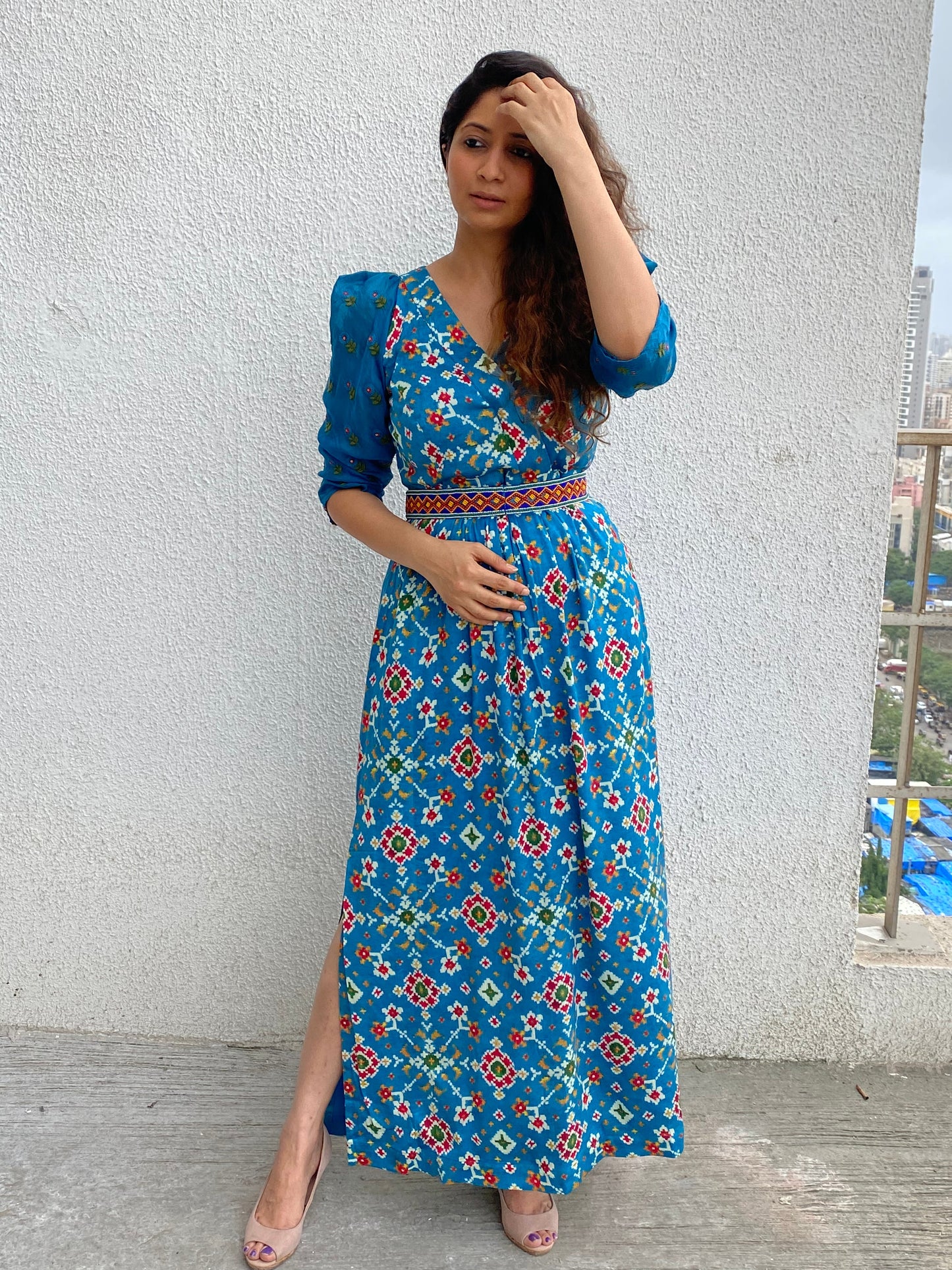 Blue Patola Print Dress