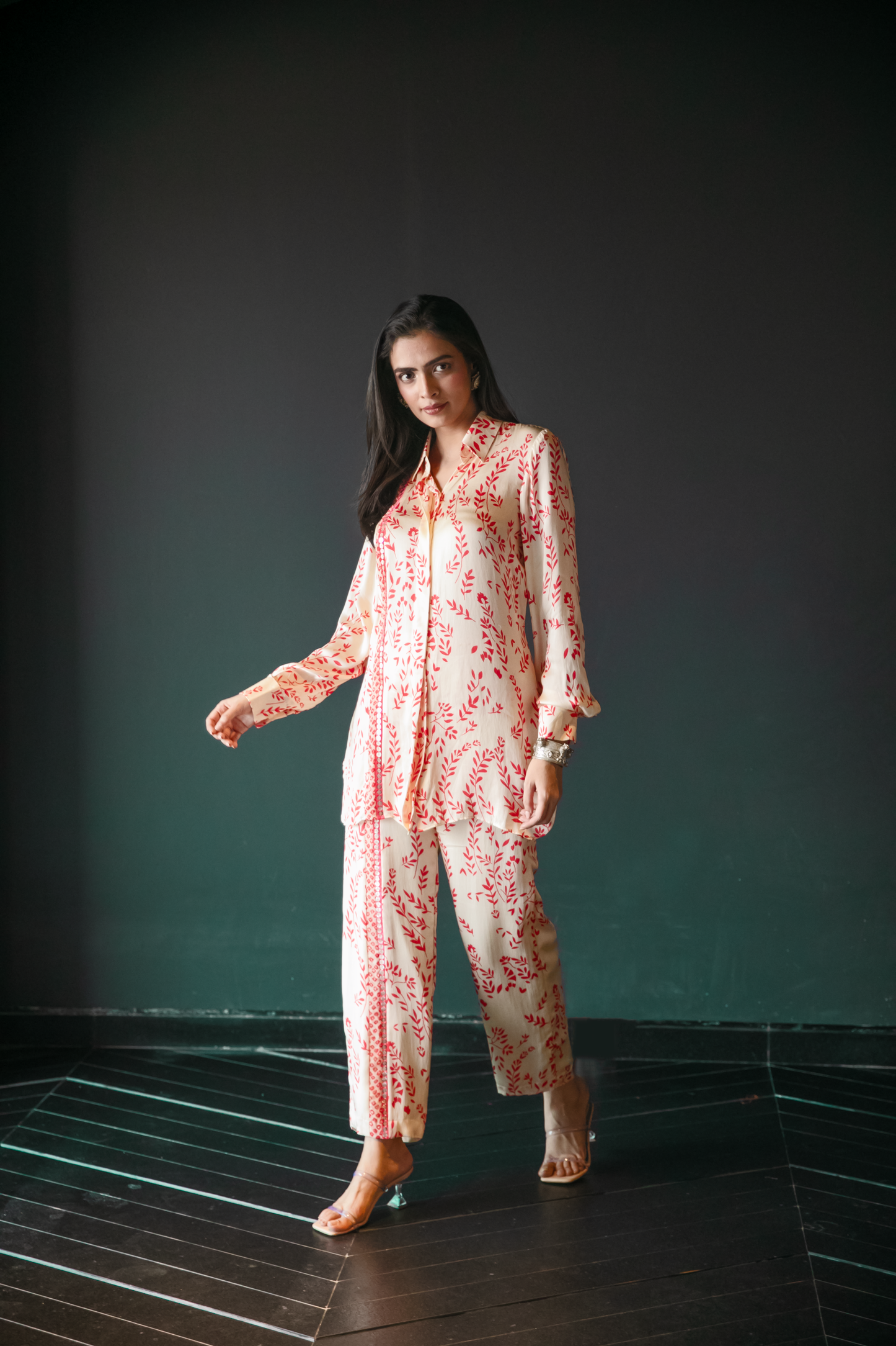 Red Leafy Co-ord Set