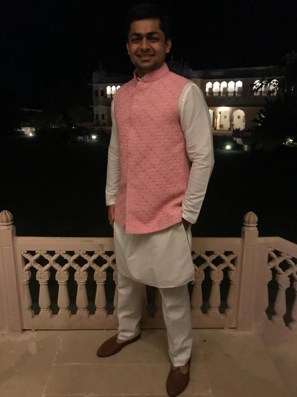 Pink Bandi With Kurta & Pant