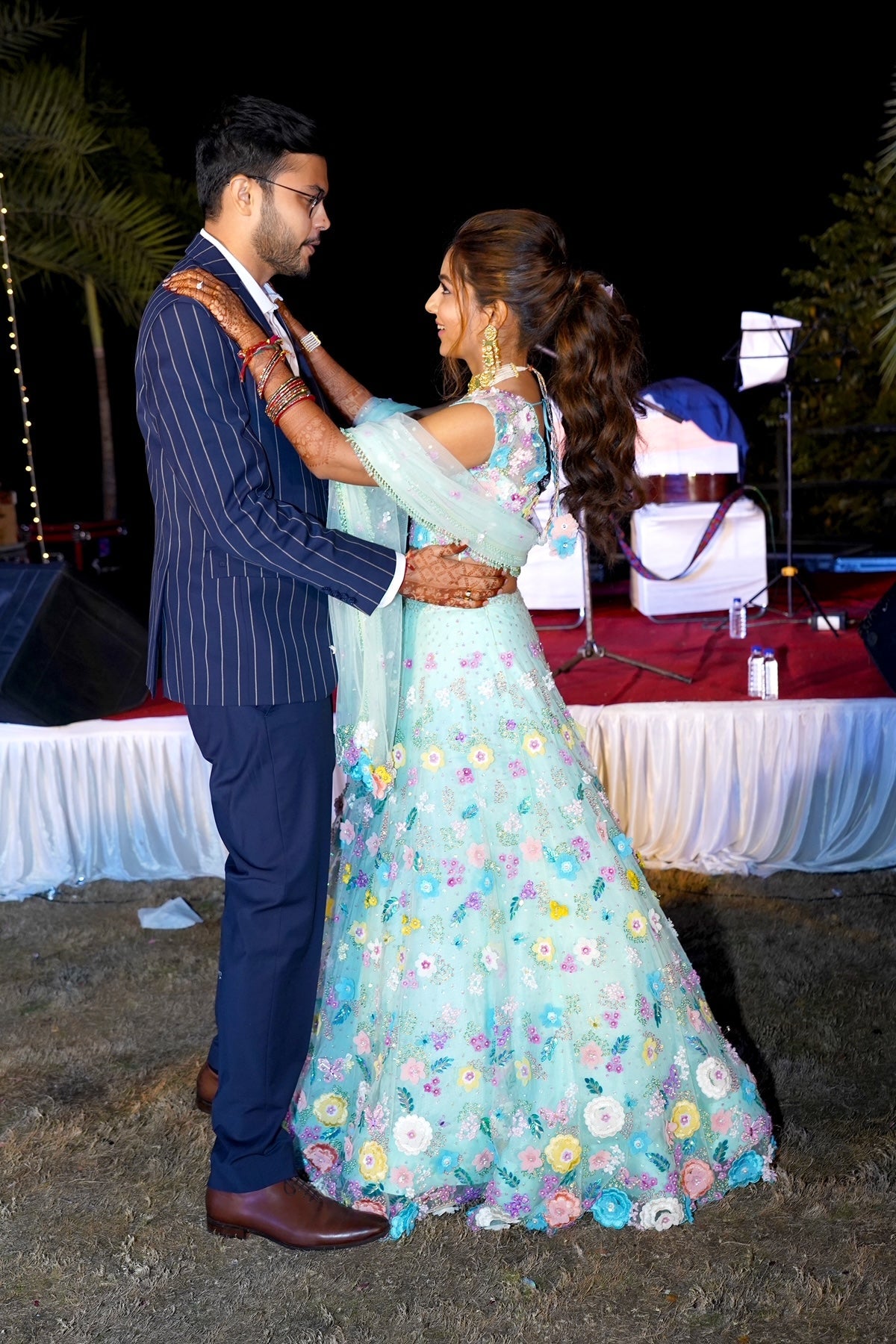 Floral Sea Green Lehenga