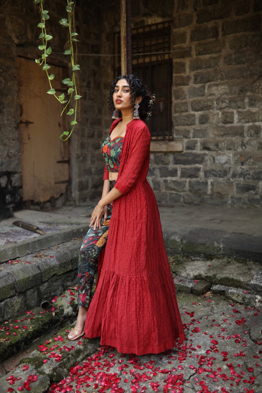 Grey Top & Pant With Jacket
