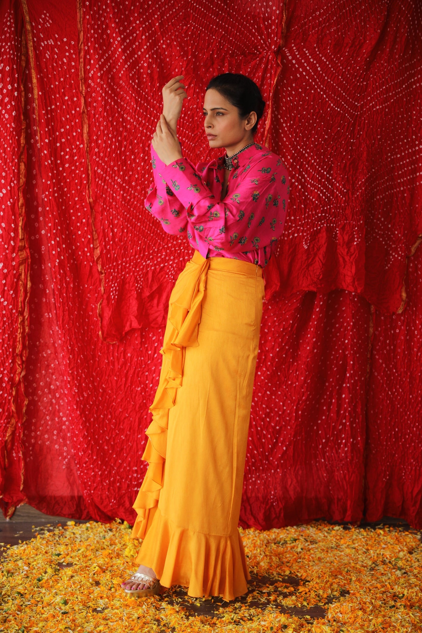Hot Pink Shirt & Yellow Skirt