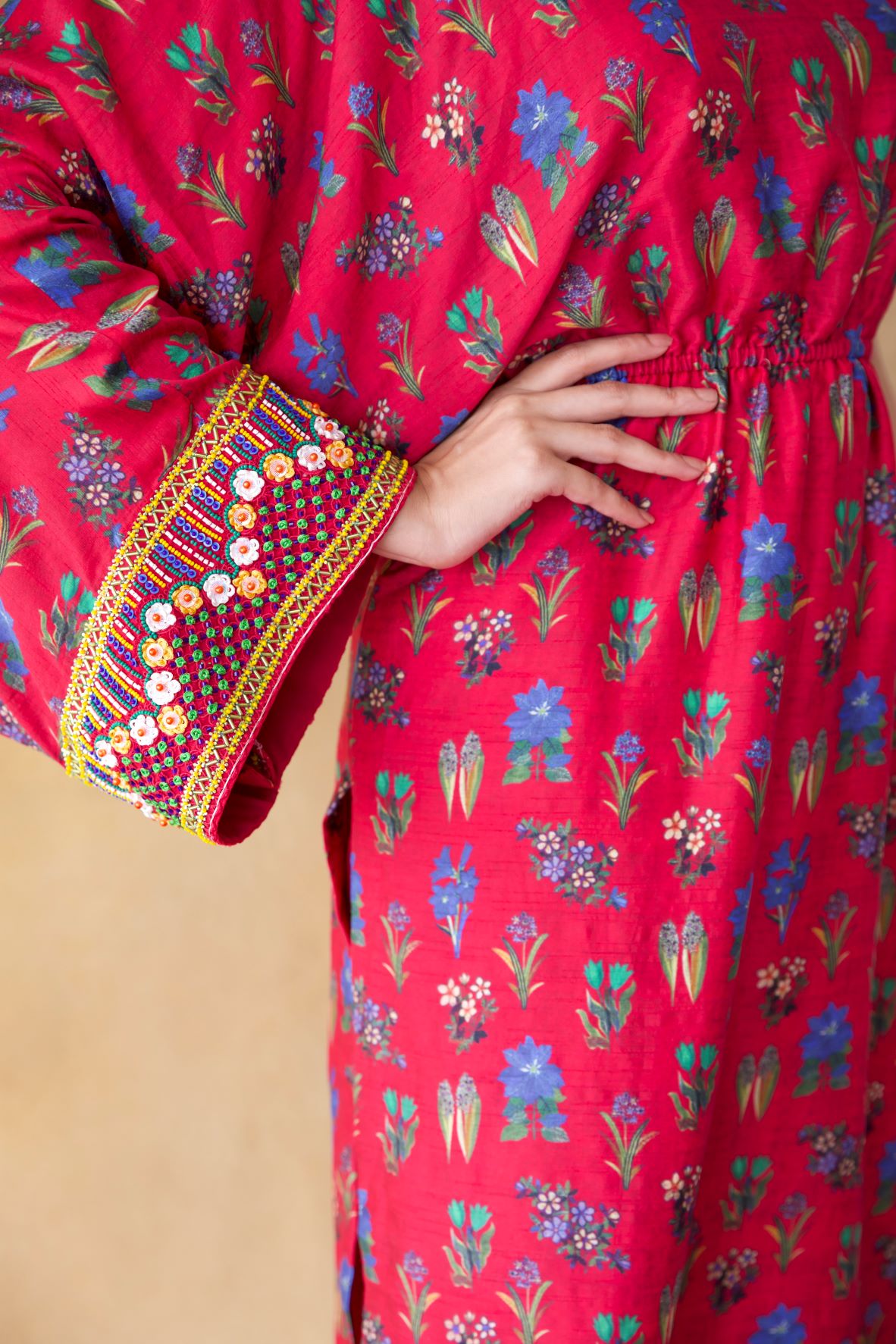 Pink One Shoulder Kurta & Pants
