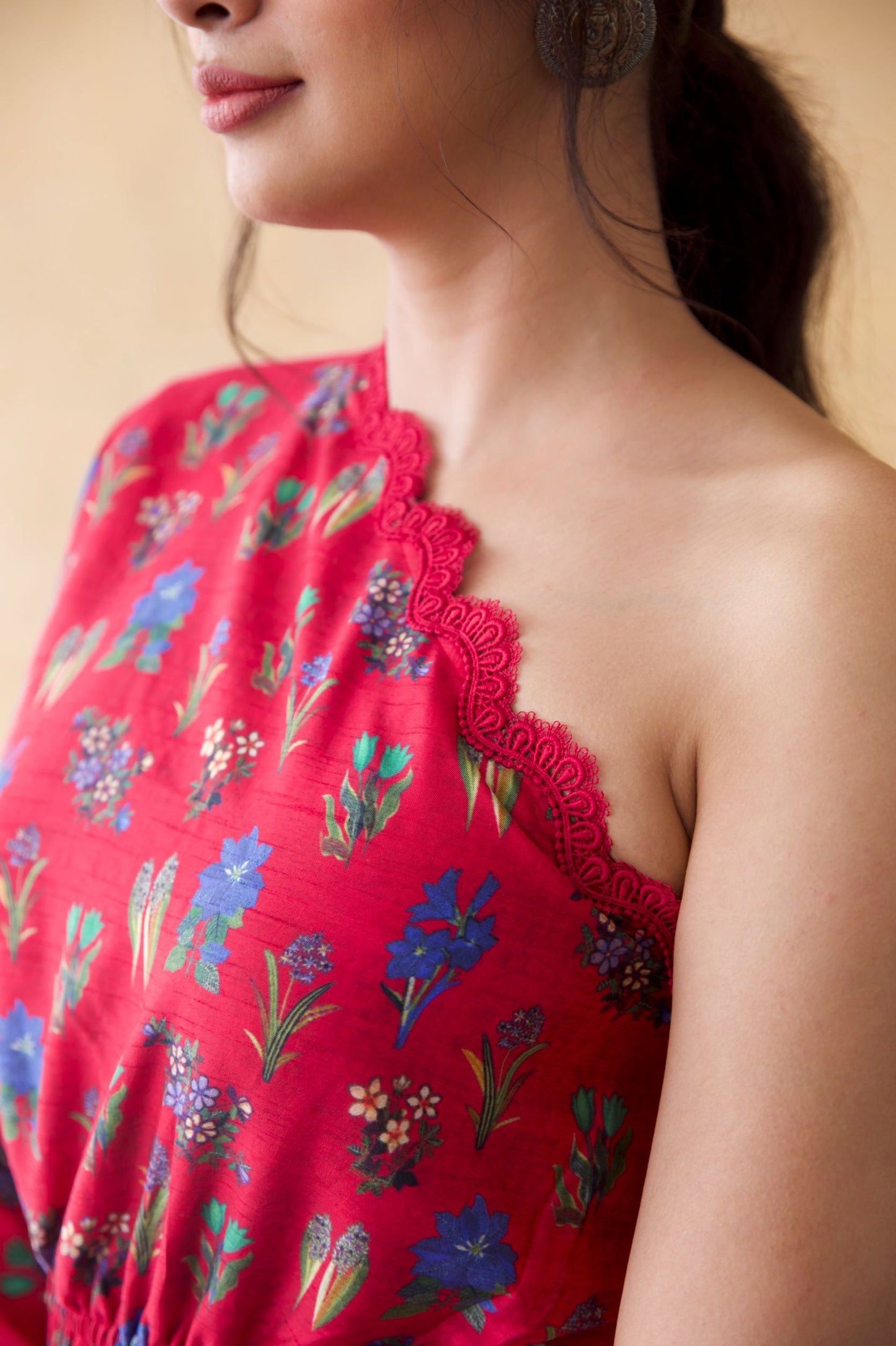 Pink One Shoulder Kurta & Pants