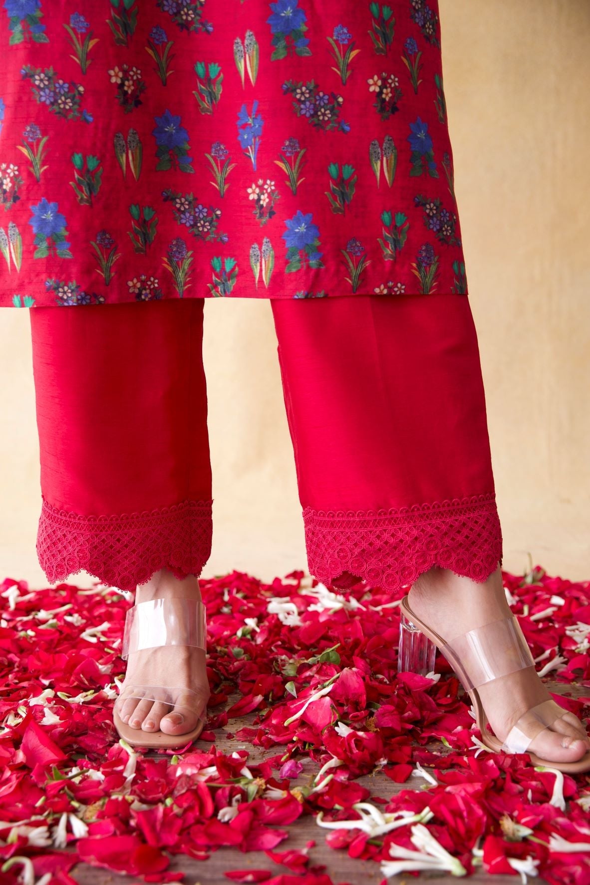 Pink One Shoulder Kurta & Pants