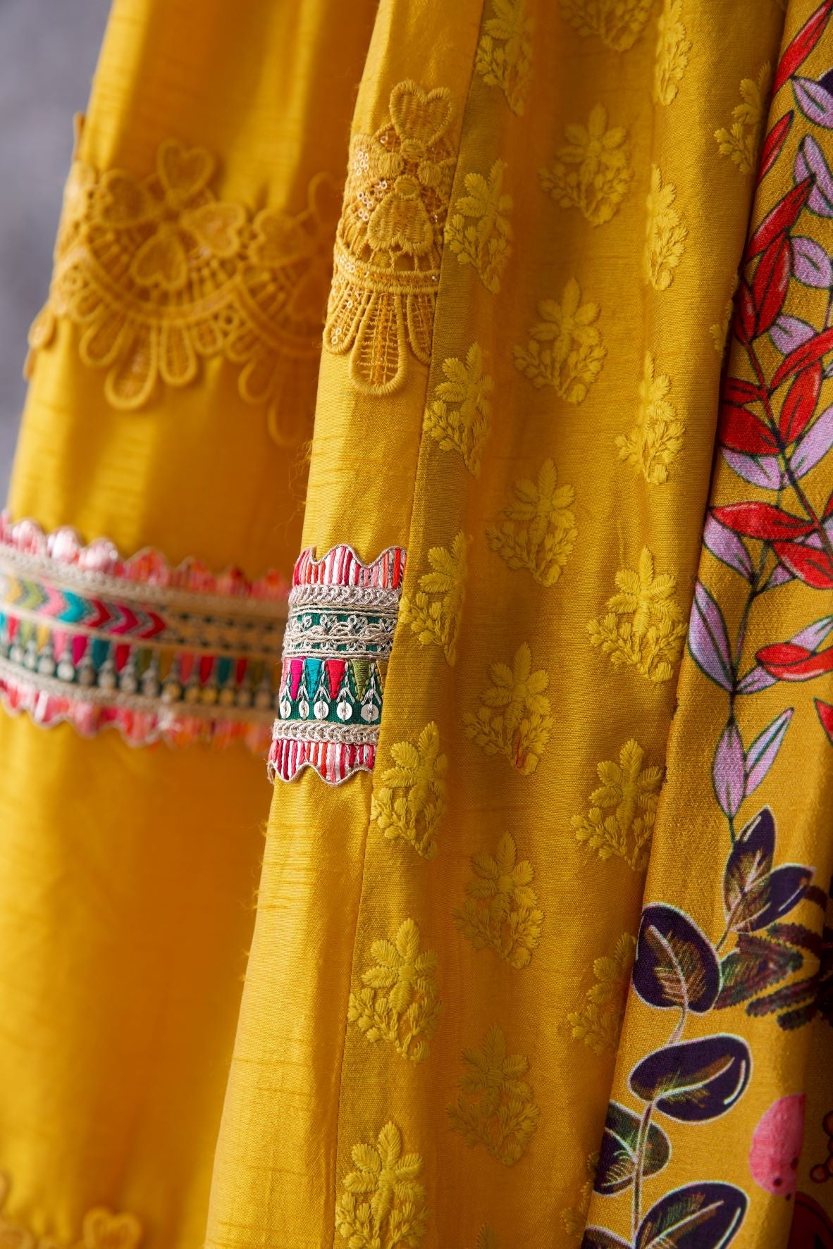 Mustard Floral Print Lehenga