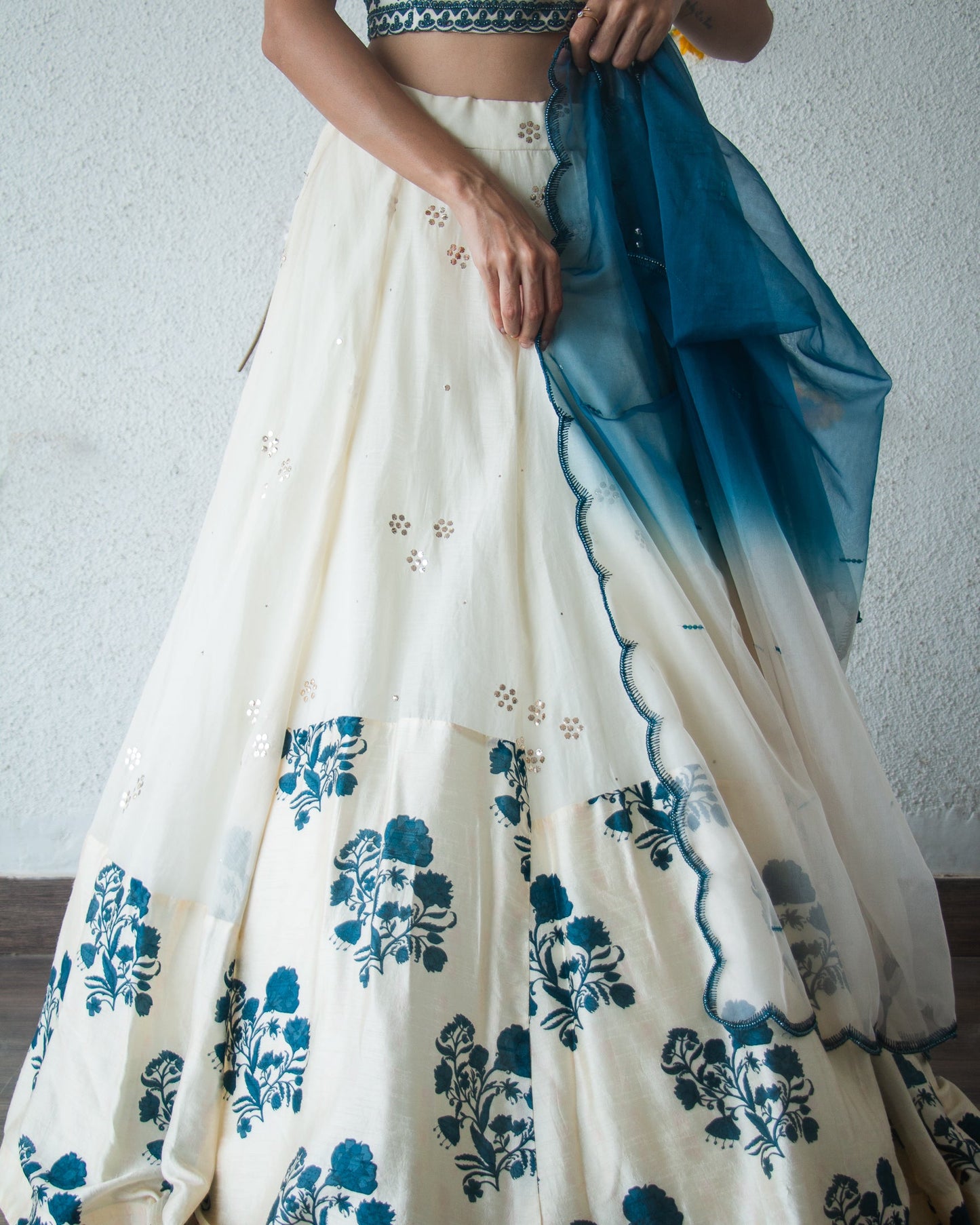 Blue Patterend Lehenga Set