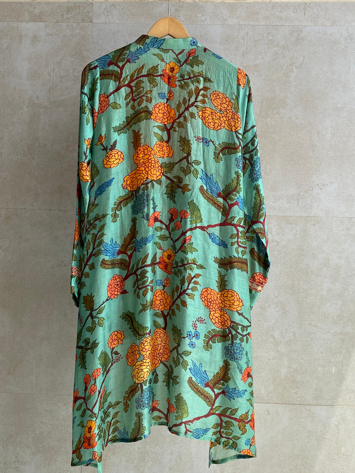 Green and yellow Kalamkari shirt