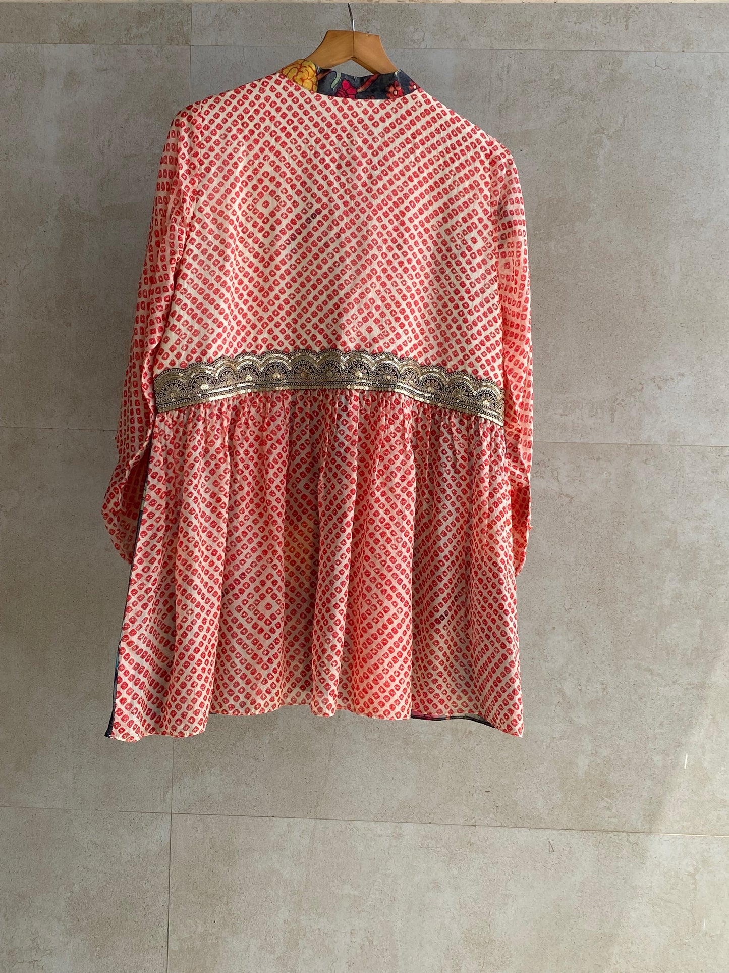 Grey Kalam and Bandhani printed shirt