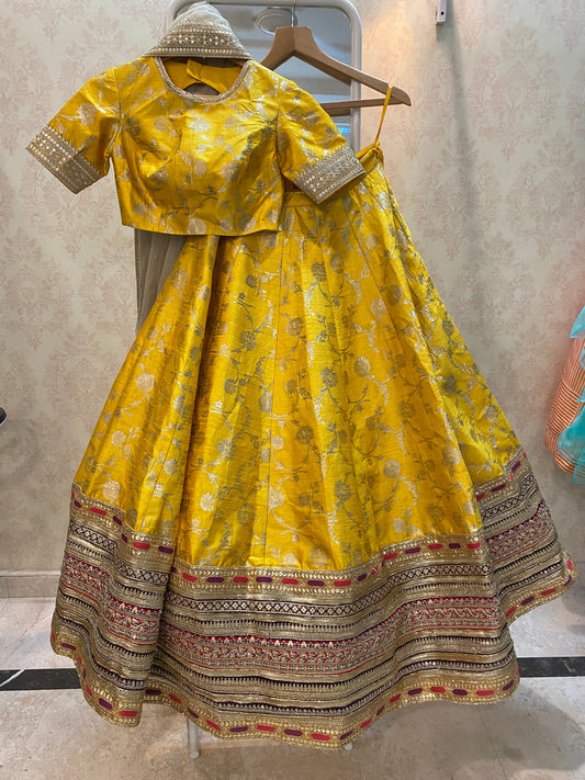 Yellow Brocade Lehenga & Blouse