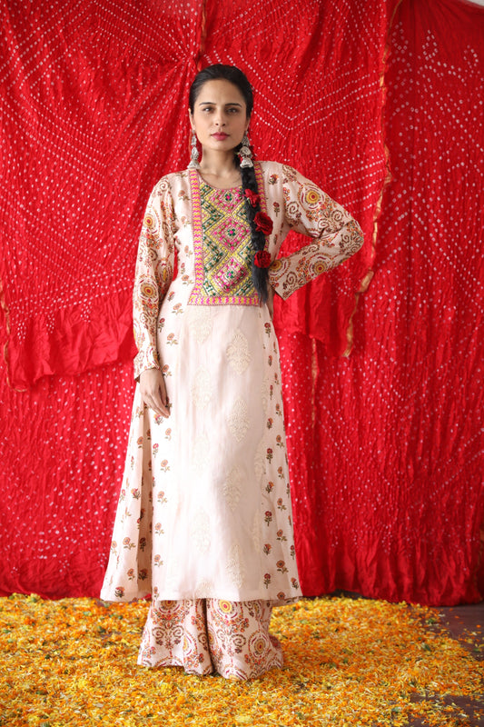 Beige Aline Kurta And Palazzo