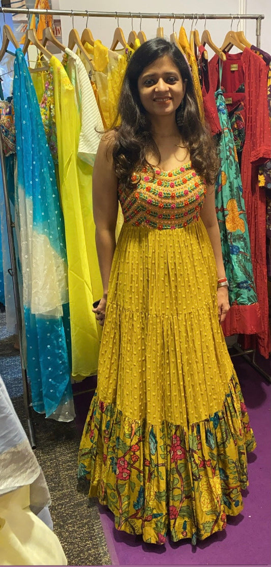 Mustard Kalamkari Gown