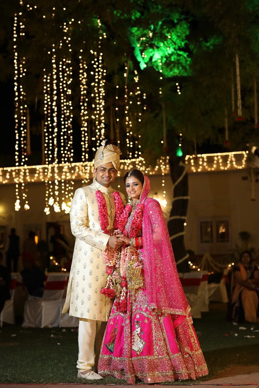 Cream Hand Embroidered Sherwani