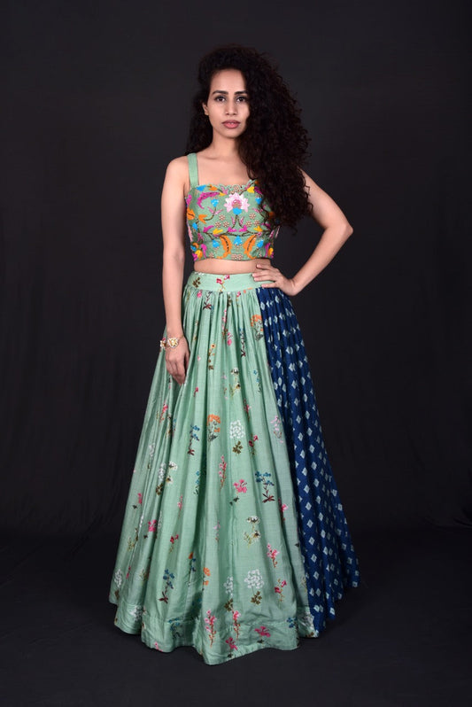 Green Blouse & Skirt