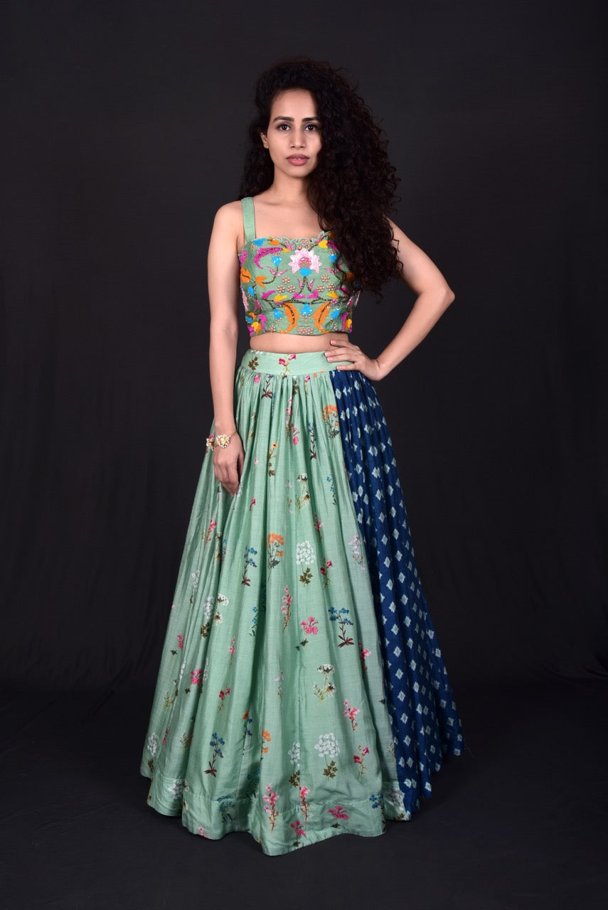 Green Blouse & Skirt