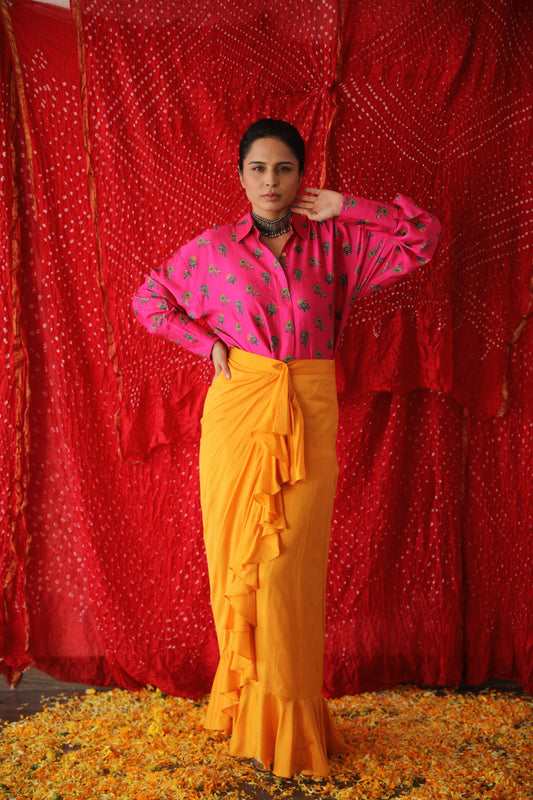 Hot Pink Shirt & Yellow Skirt