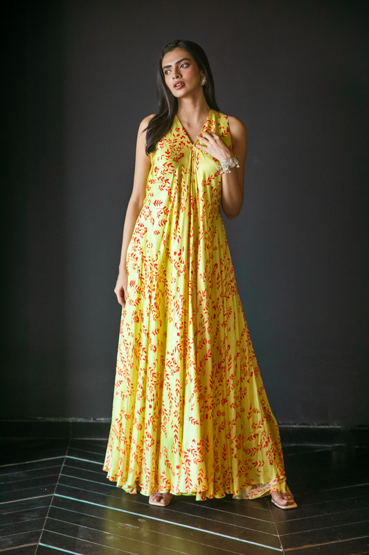 Lime Floral Dress
