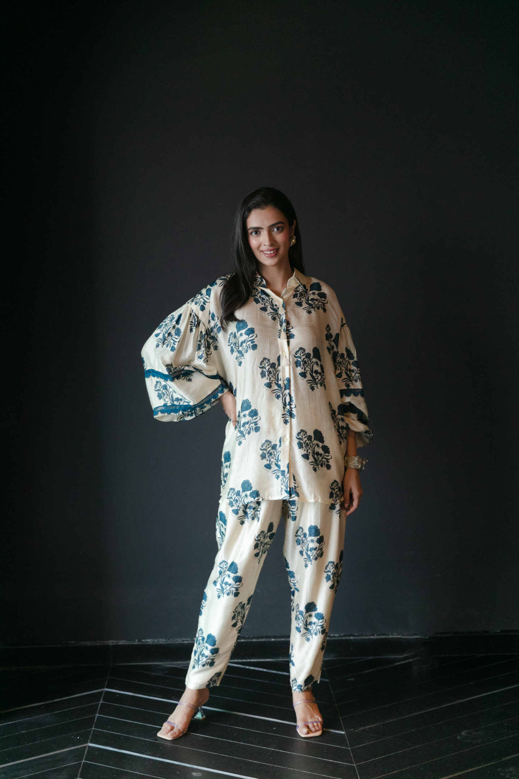Blue Flower Bunch Co-ord Set