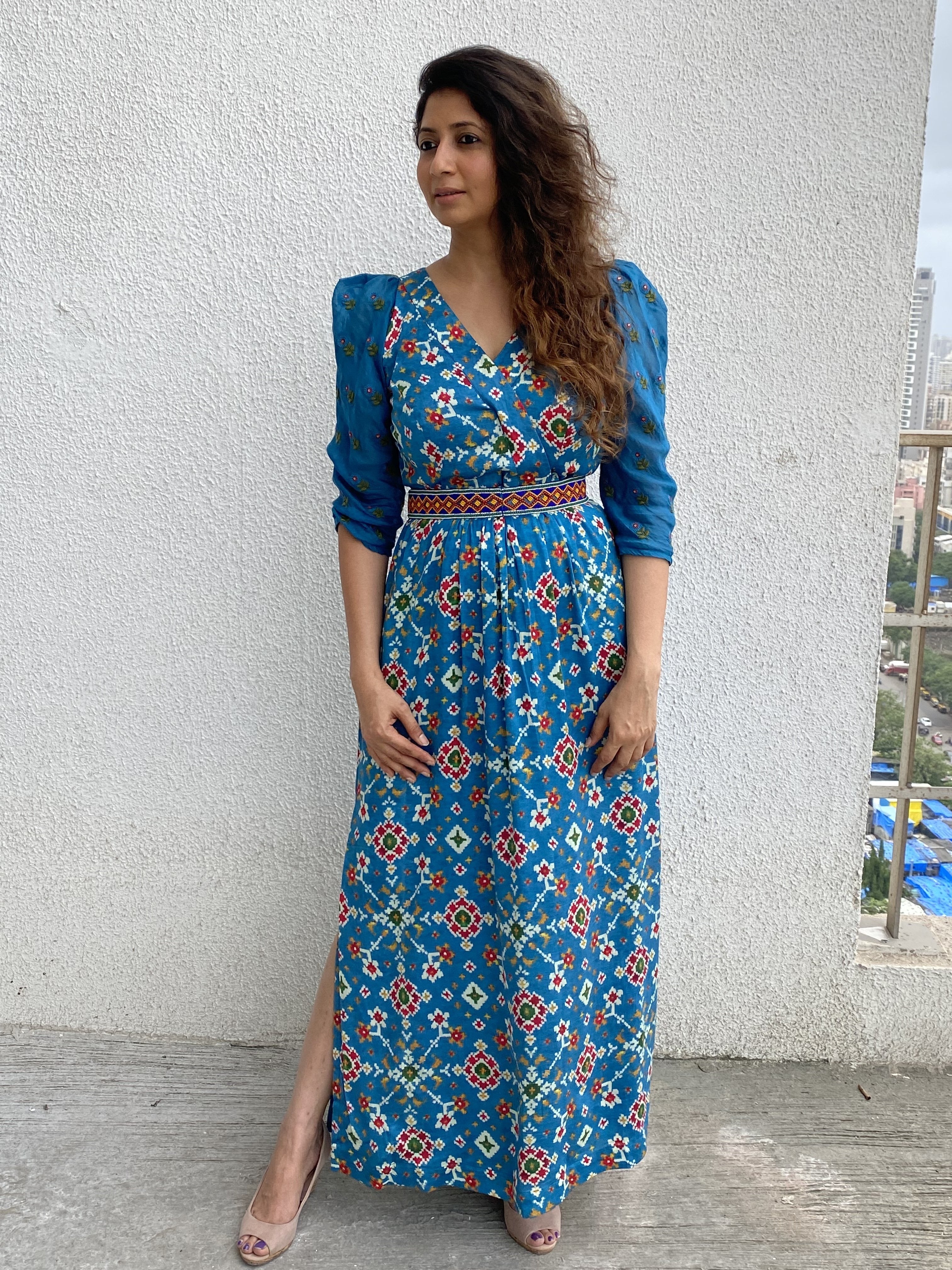 Blue Patola Print Dress