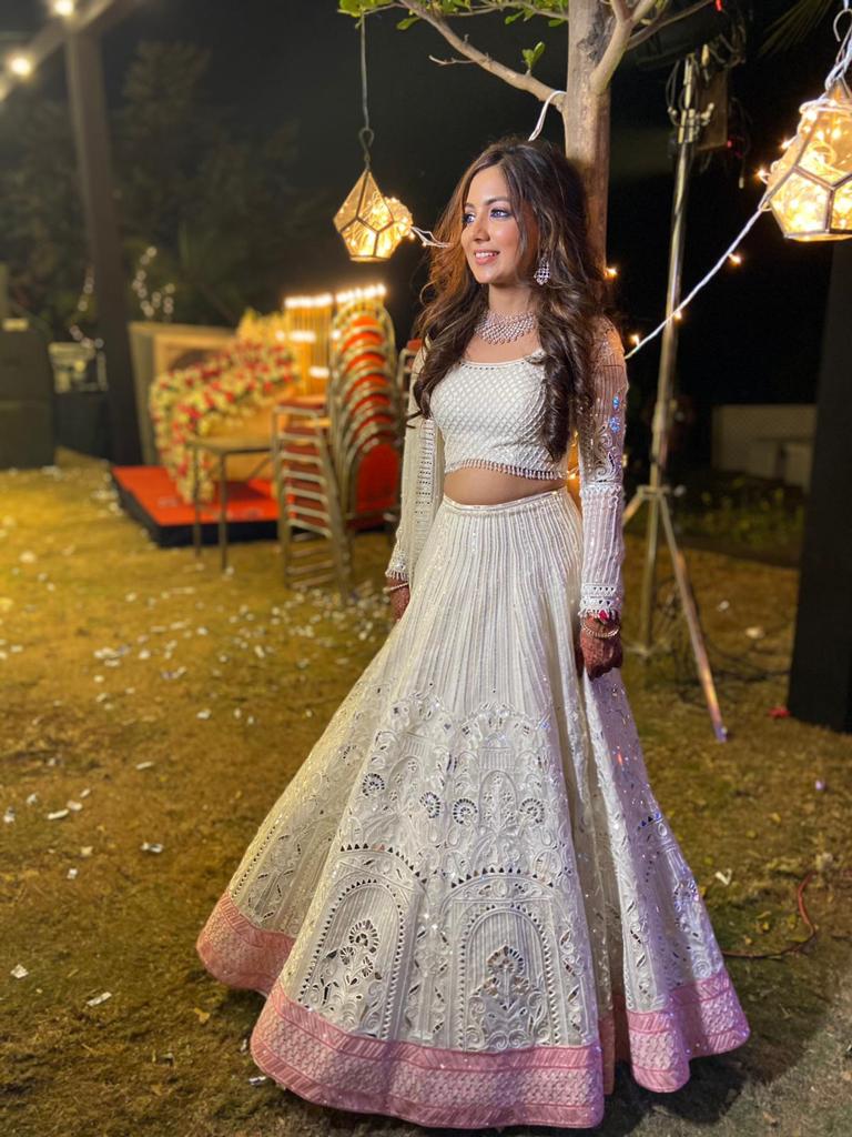 White Appliqué Lehenga