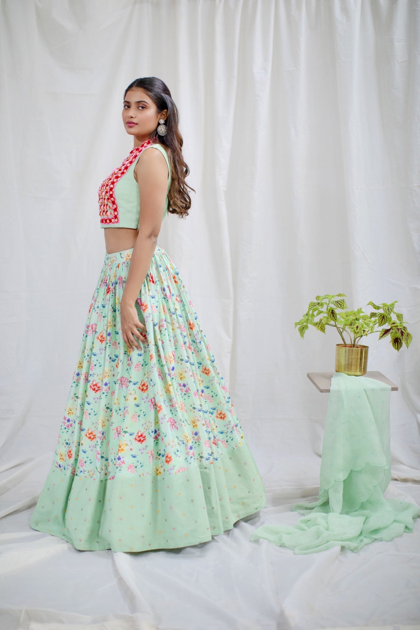 Light Green Floral Lehenga
