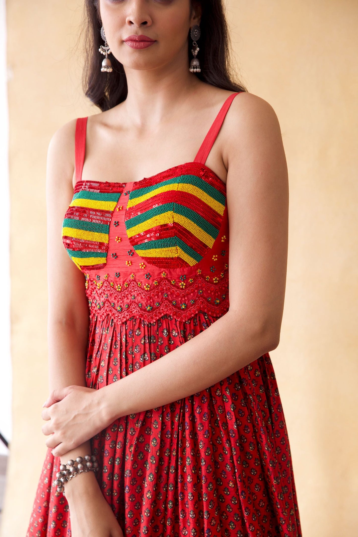 Red Floral Print Dress