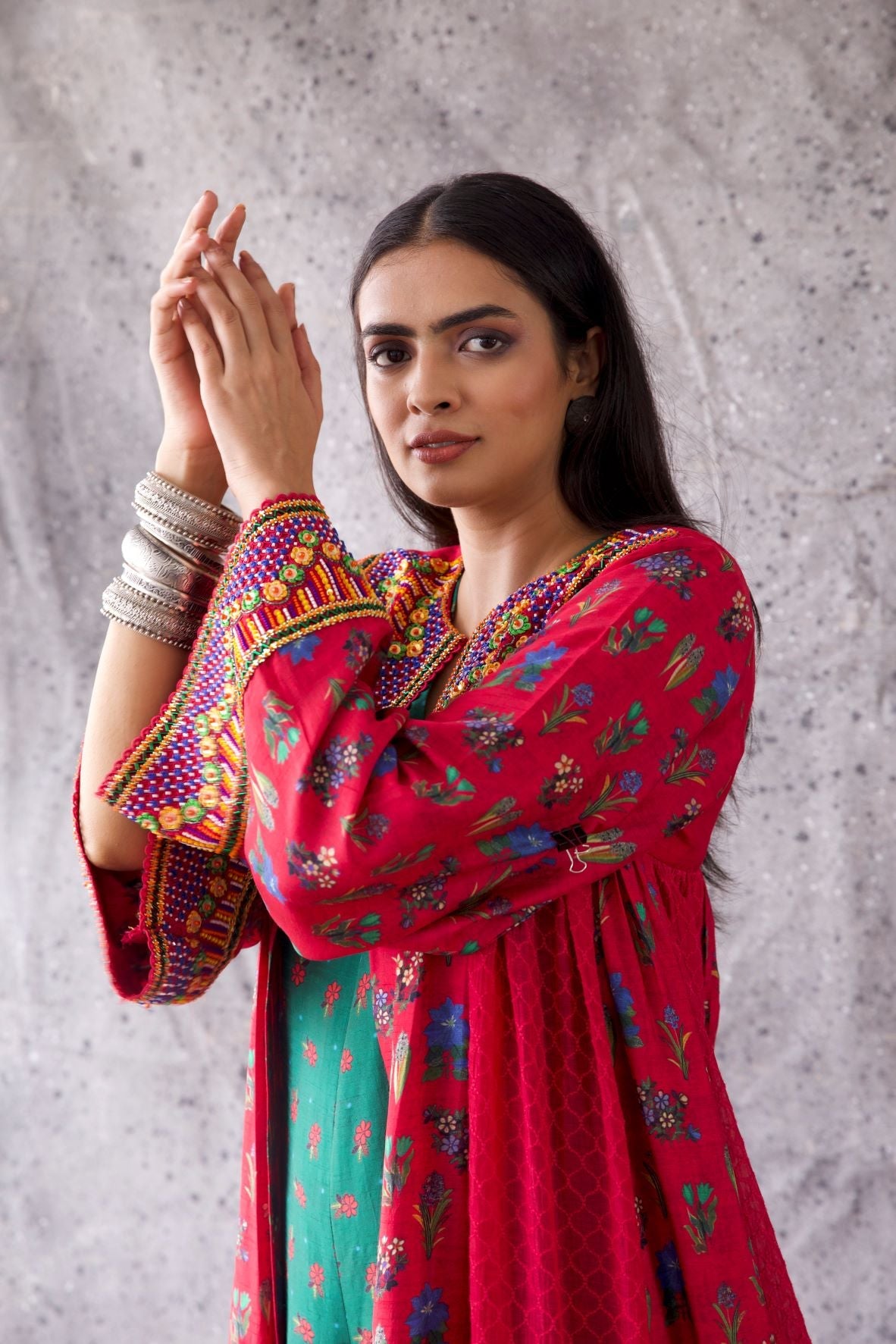 Pink Floral Print Jacket With Jumpsuit