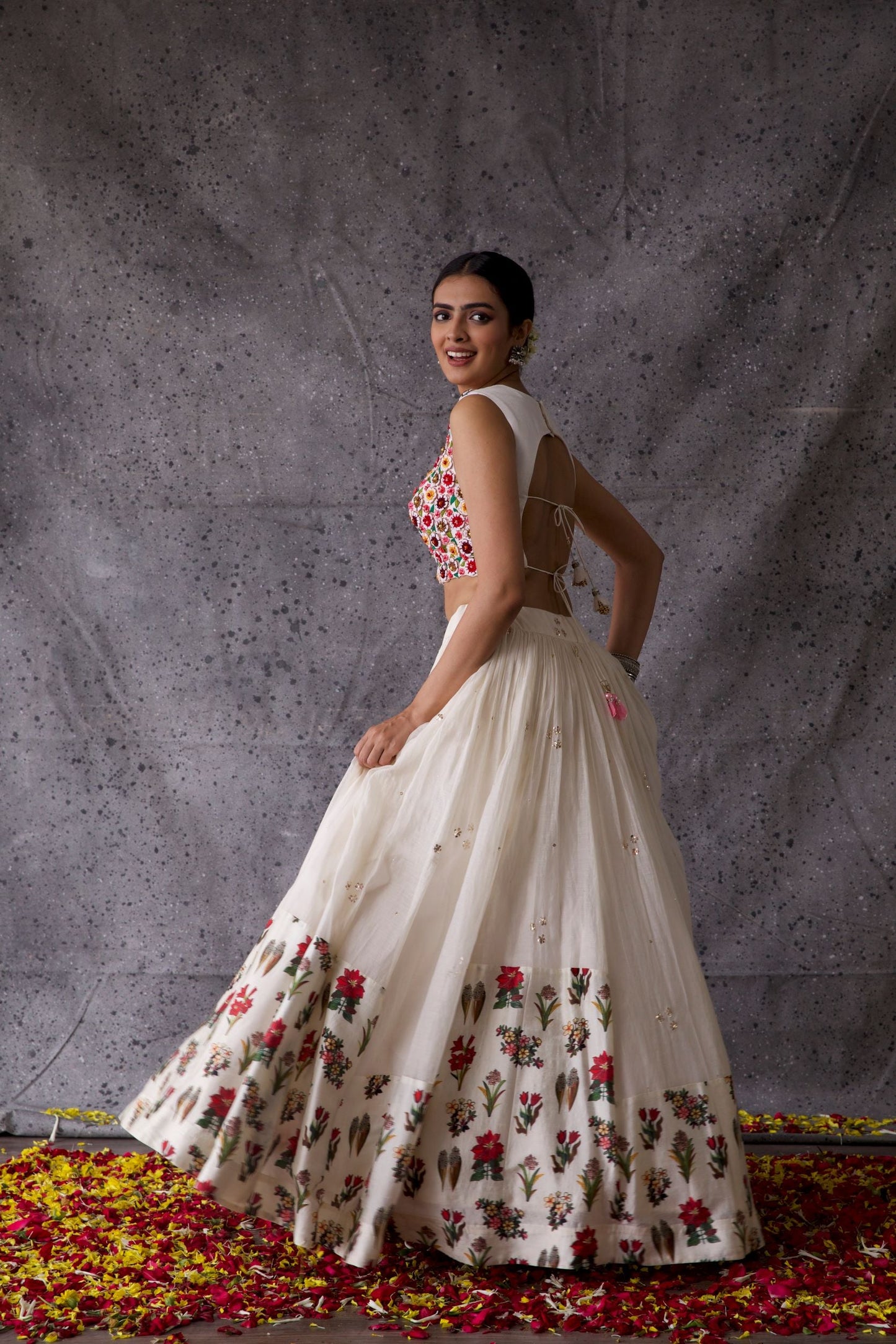 White Floral Lehenga