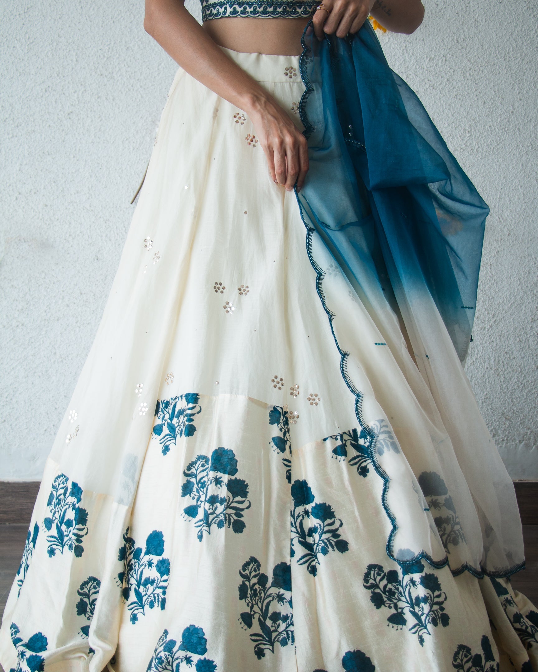 Blue Patterend Lehenga Set