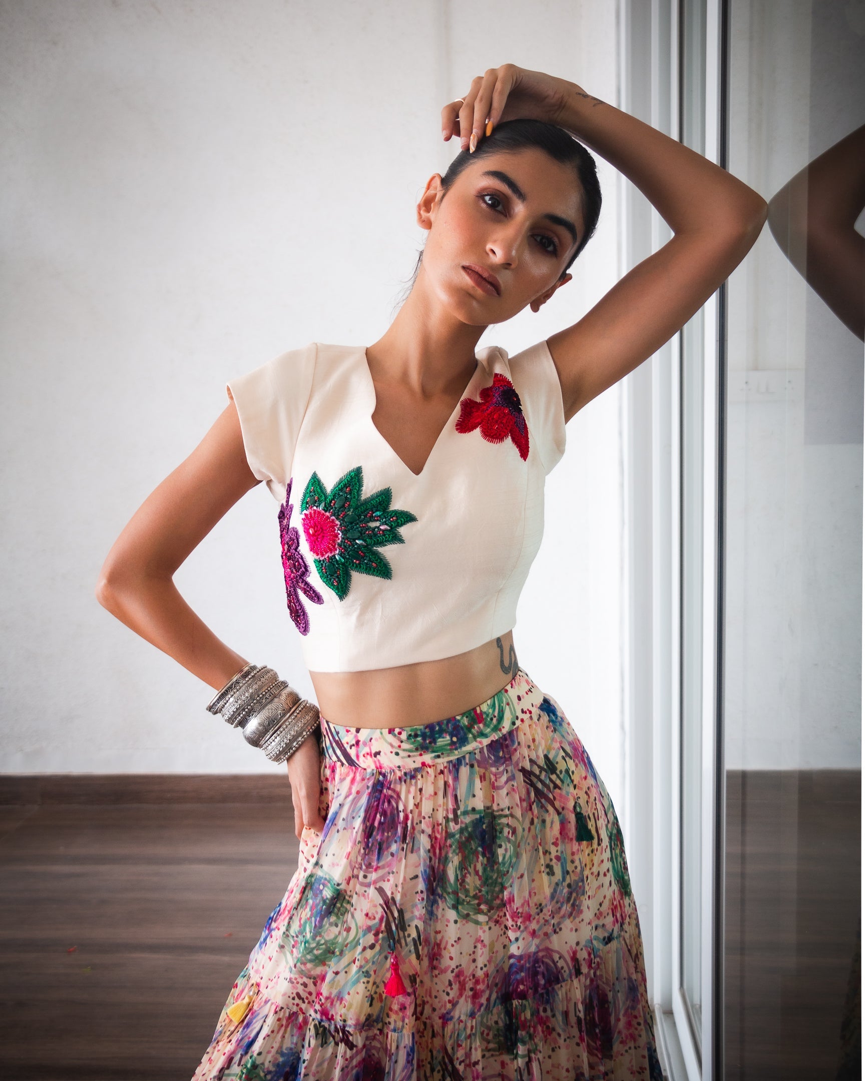 Illustrative Multi Coloured Skirt Set