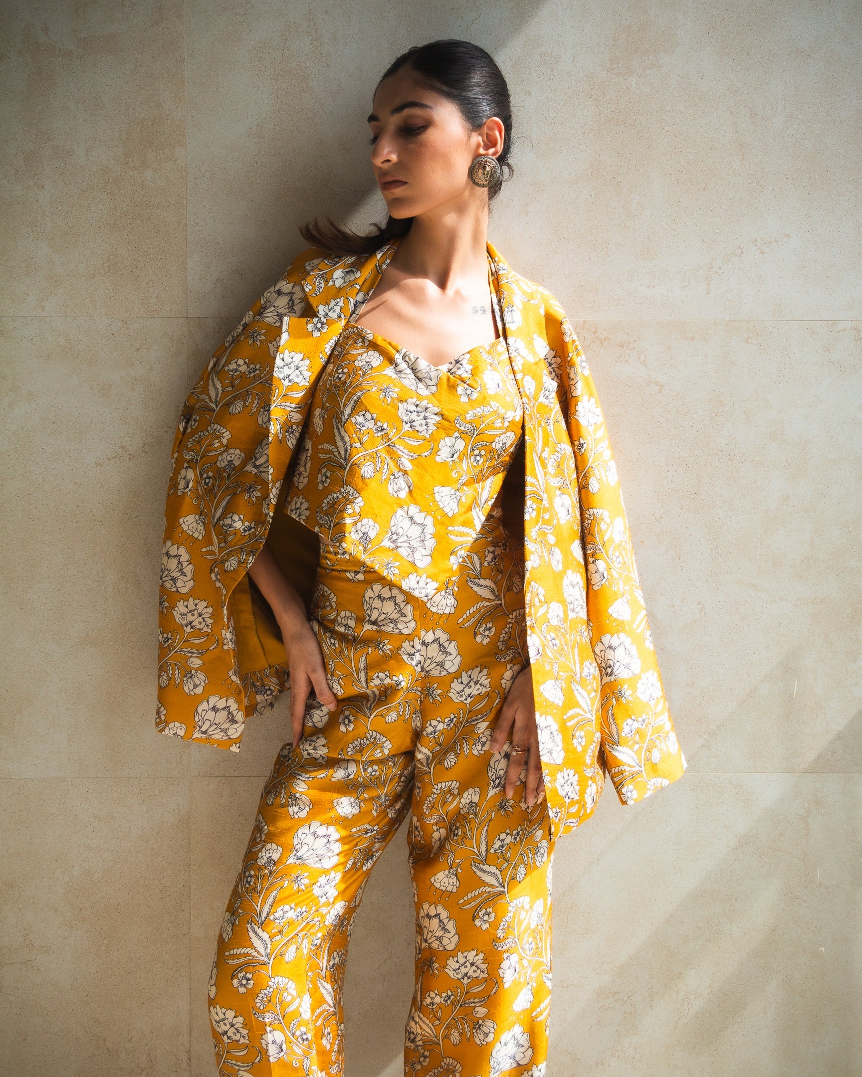 Yellow Flowery Pant Set