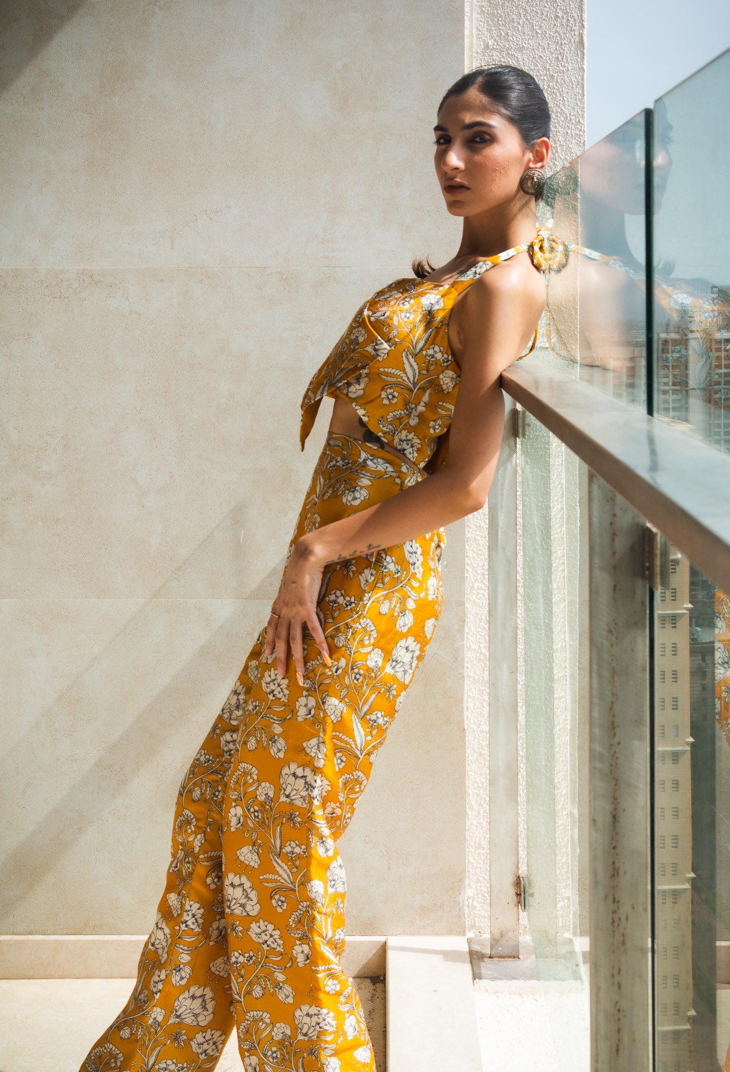 Yellow Flowery Pant Set