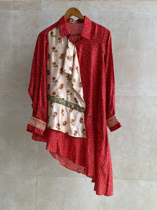Red and beige shirt