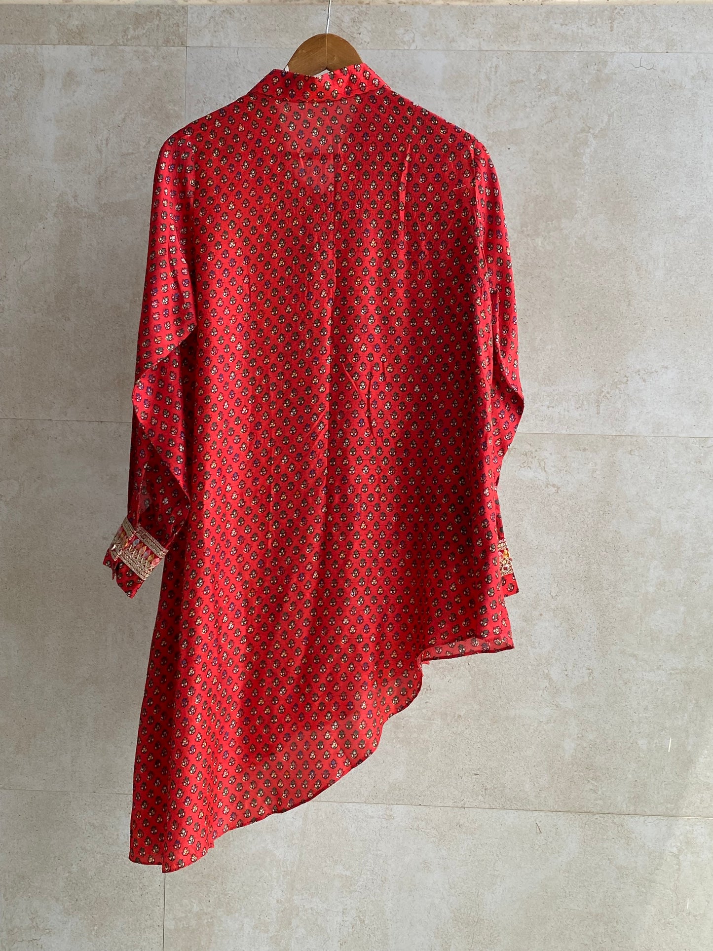 Red and beige shirt
