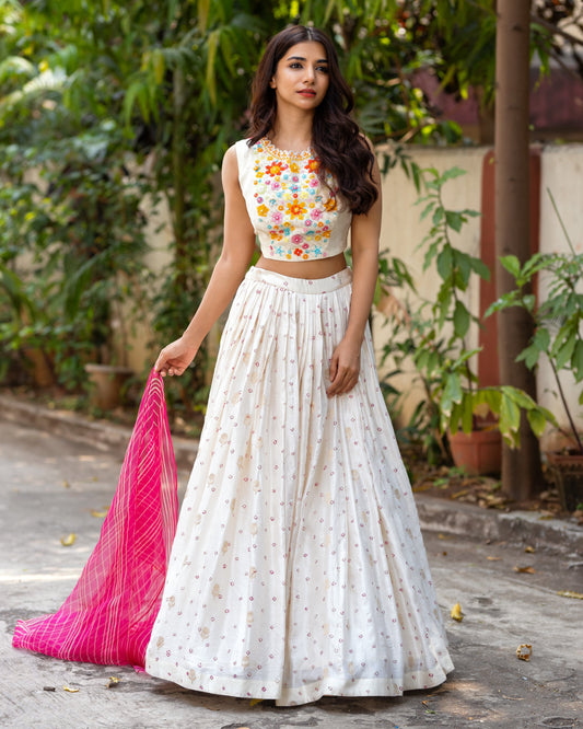 White Lehenga
