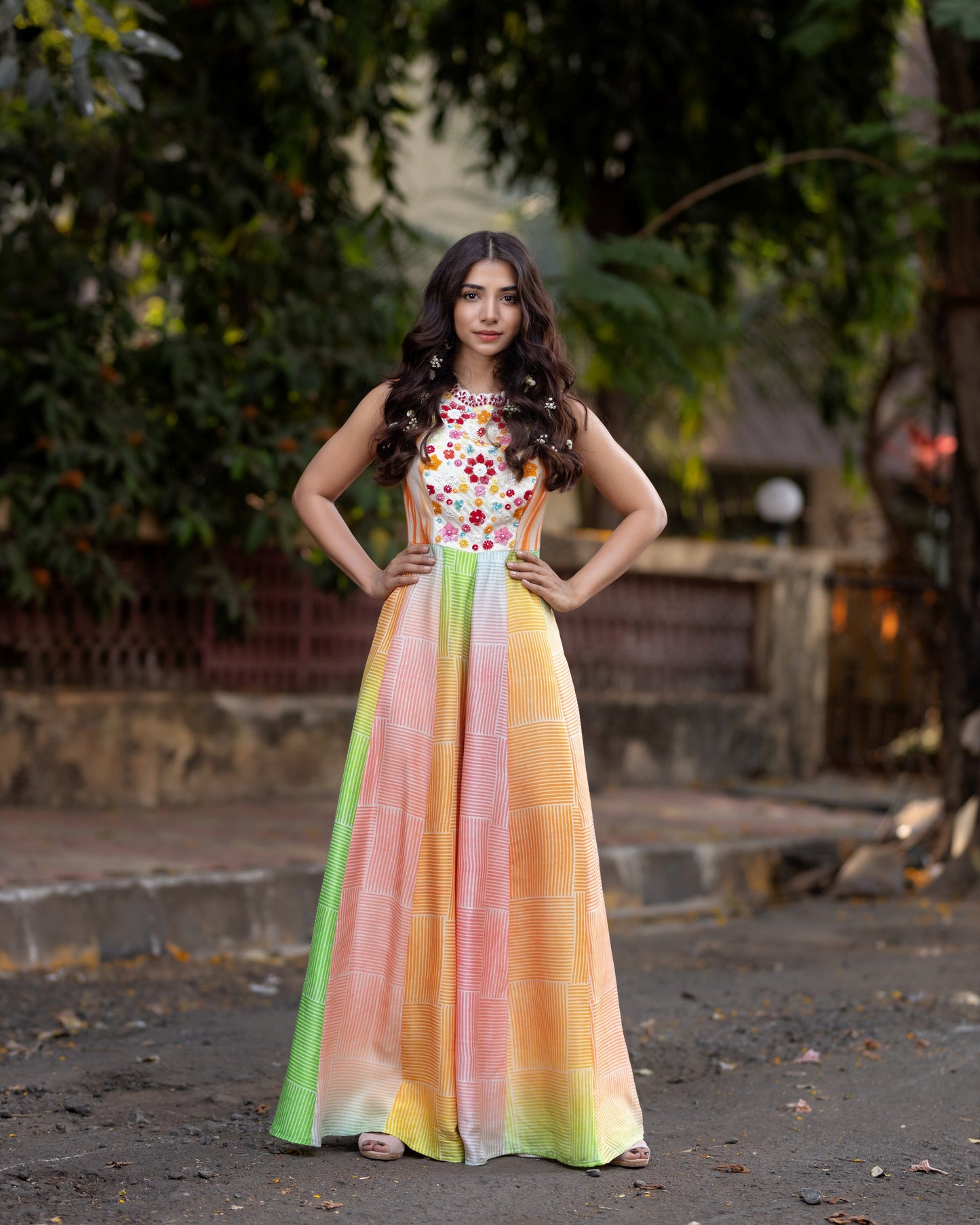 Multicoloured Embroidered Jumpsuit