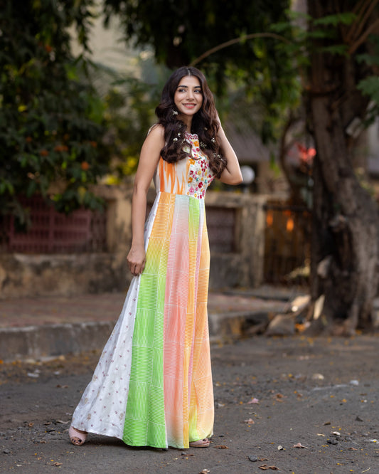 Multicoloured Embroidered Jumpsuit