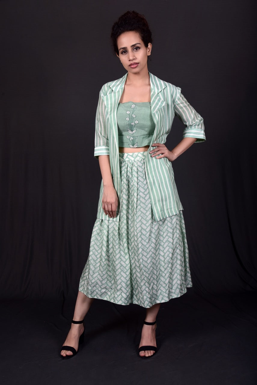 Green Skirt Set