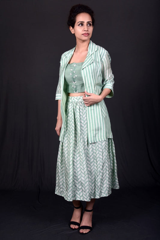 Green Skirt Set