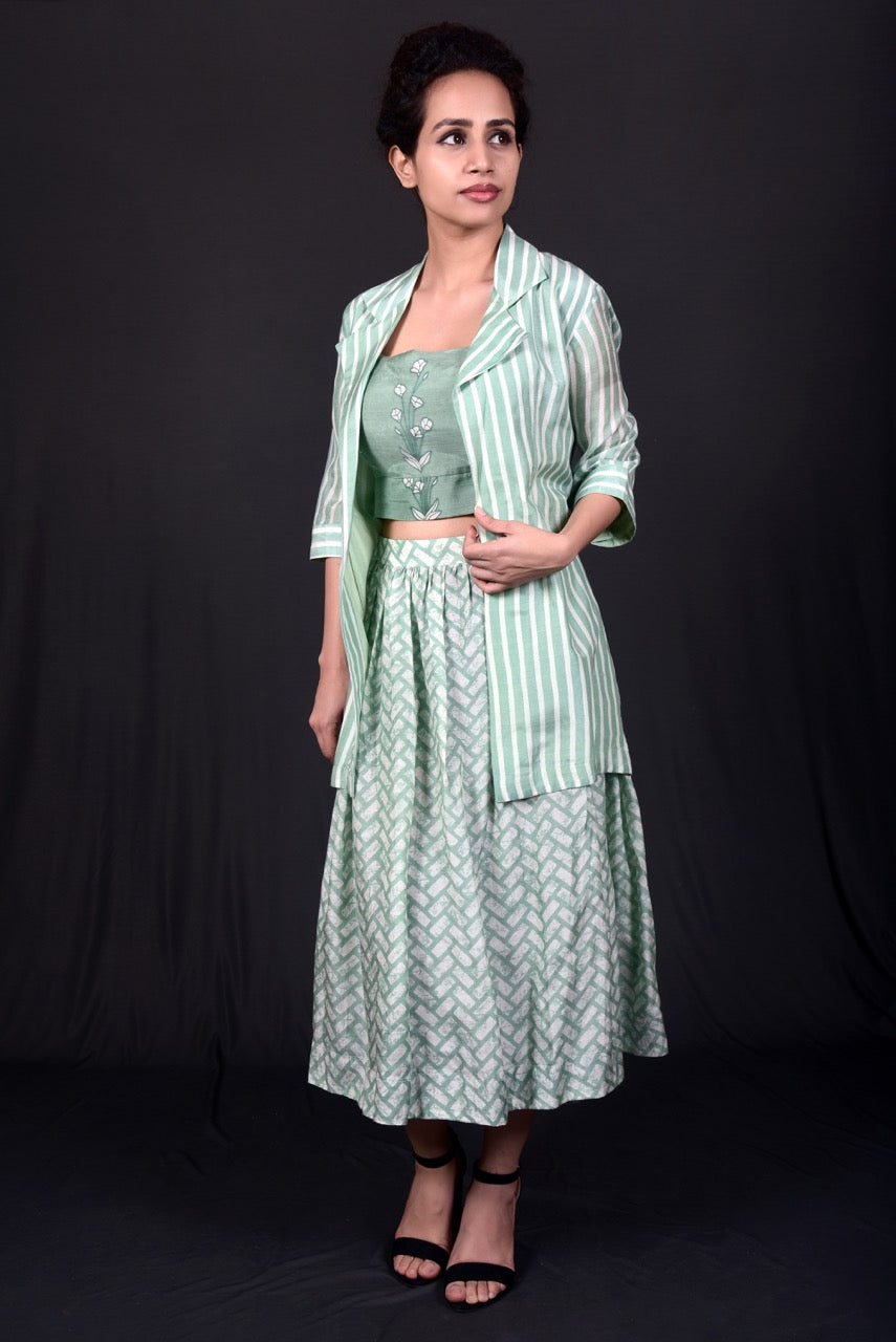 Green Skirt Set